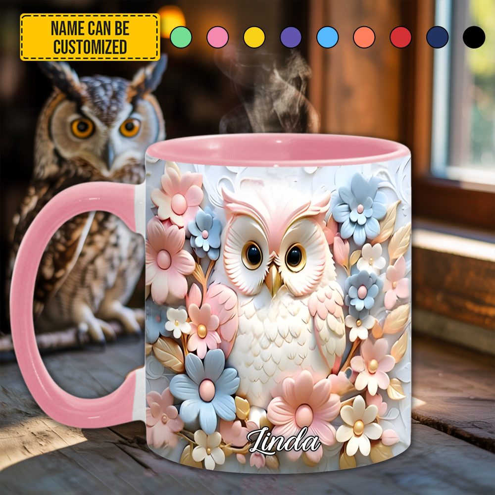 Owl Accent Mug - Personalized Accent Mug - Image 2