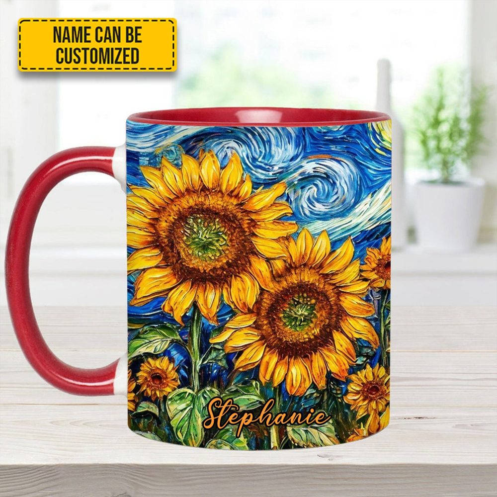 Starry Bloom – Personalized Sunflower Accent Mug - Image 3