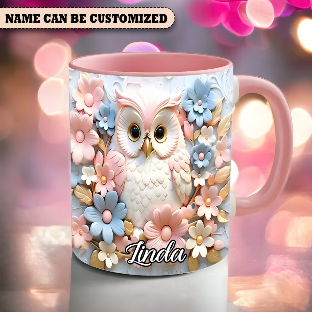 Owl Accent Mug - Personalized Accent Mug - Image 3