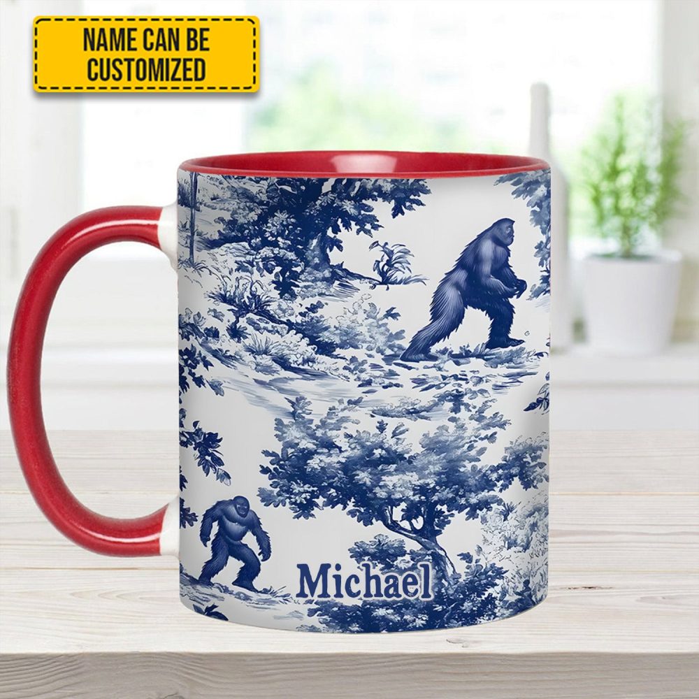 Bigfoot Sasquatch Print Forest Toile Funny - Personalized Accent Mug - Image 8