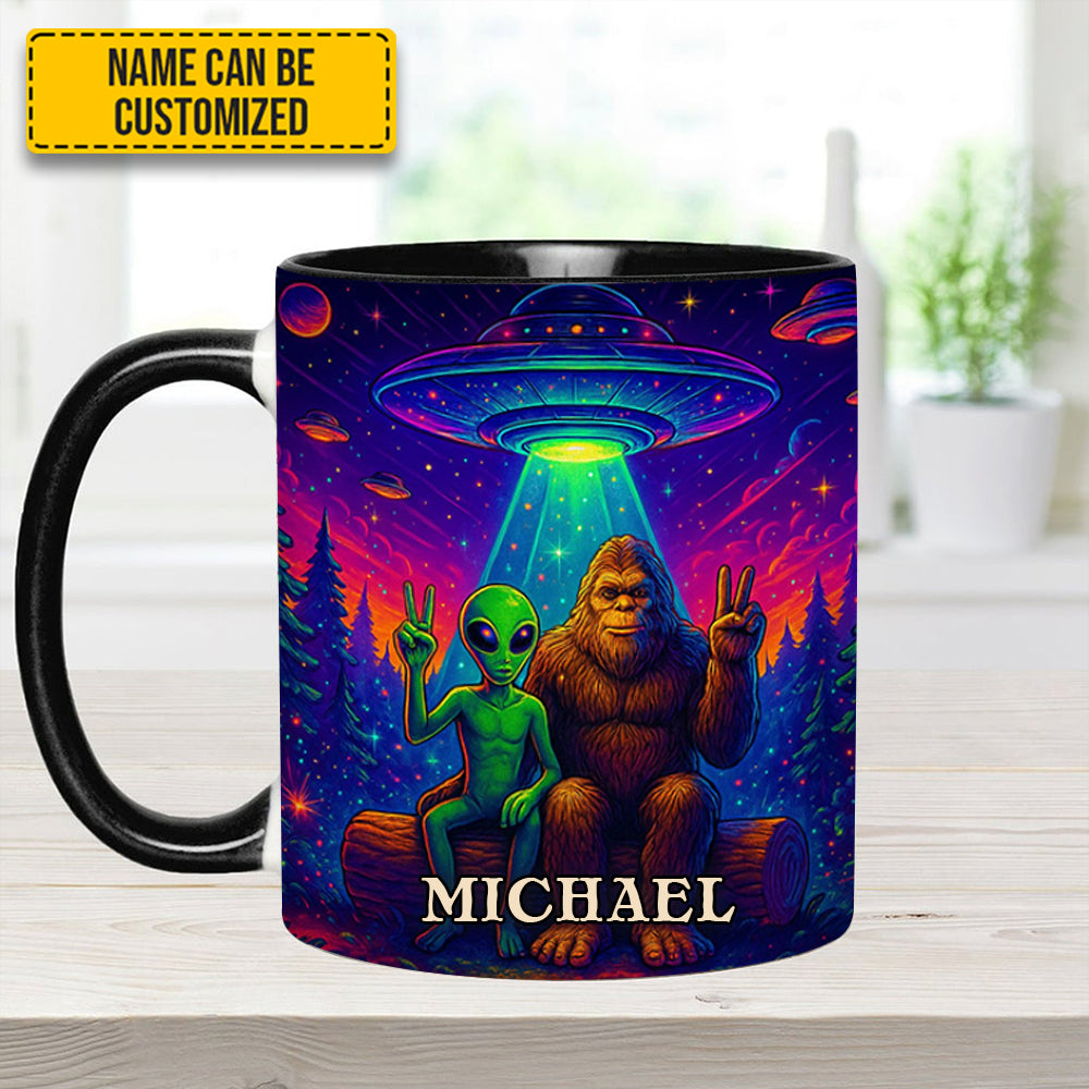 Intergalactic Buddies – Personalized Bigfoot & Alien Accent Mug - Image 6