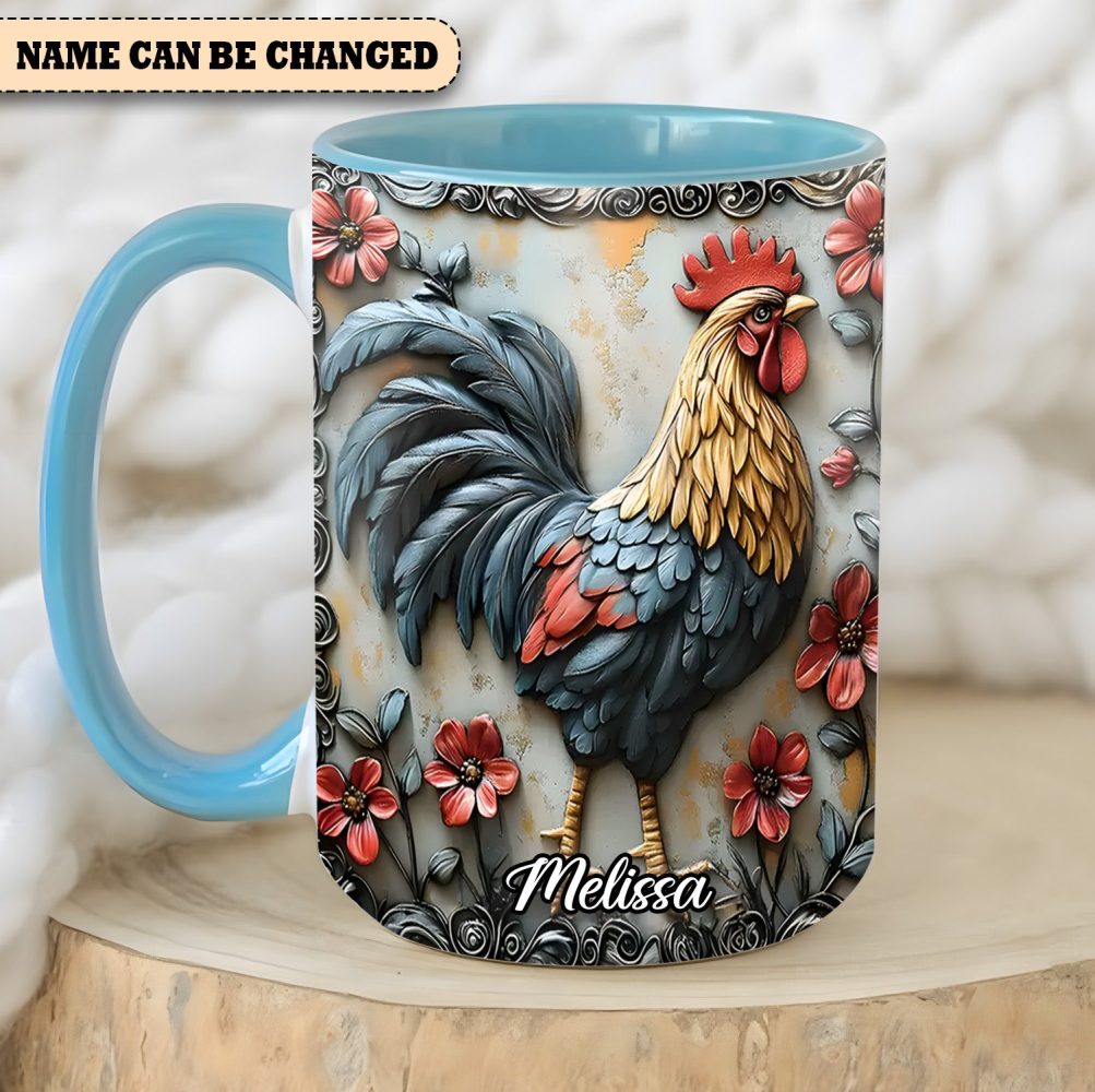 Chicken Accent Mug - Personalized Accent Mug - Image 3