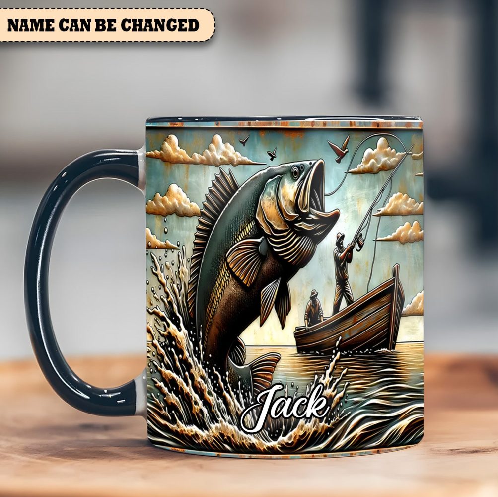 Love Fishing - Personalized Fishing Accent Mug - Image 6