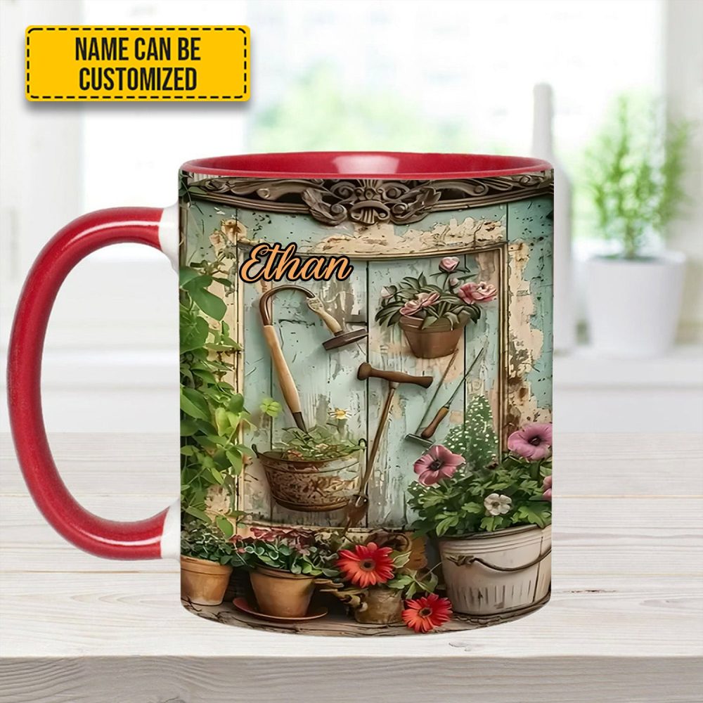 Garden Tools And Flowers - Personalized Gardening Accent Mug - Image 6