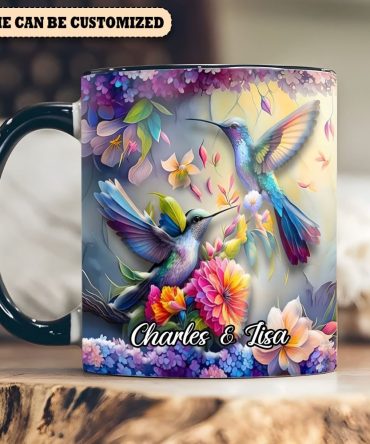 Personalized Hummingbirds Floral Accent Mug