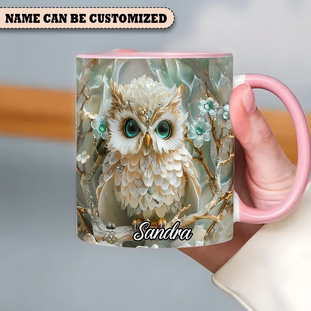 Beautiful Owl - Personalized Accent Mug - Image 3