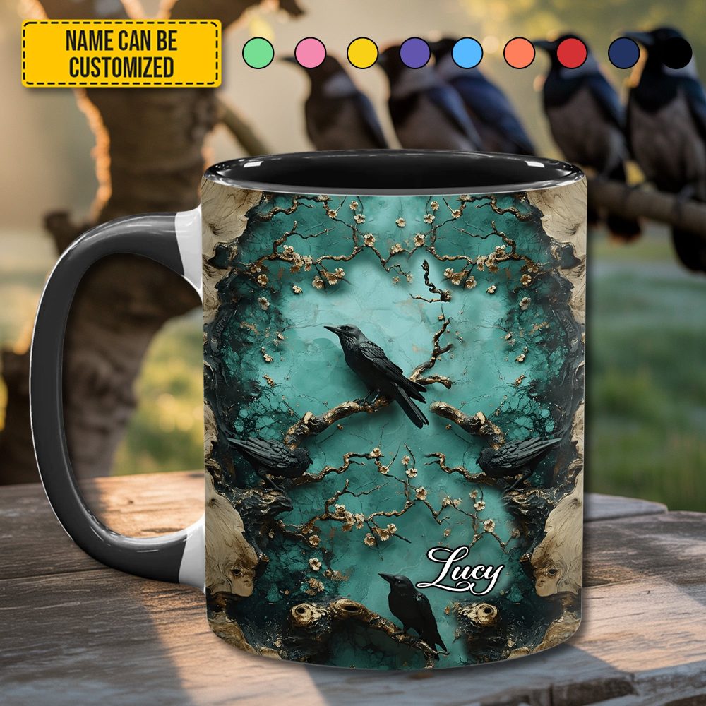 Mystic Blossom - Personalized Raven Accent Mug - Image 2