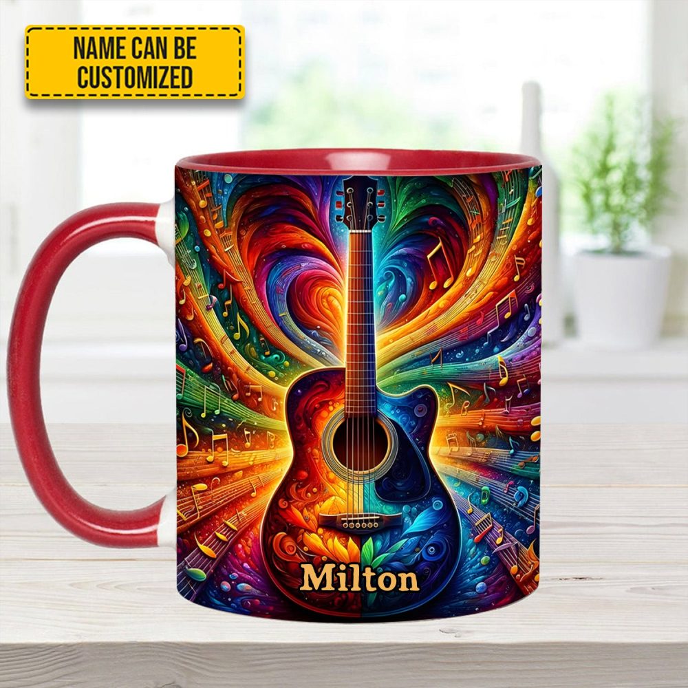 Personalized Colorful Guitar Music - Accent Mug - Image 6