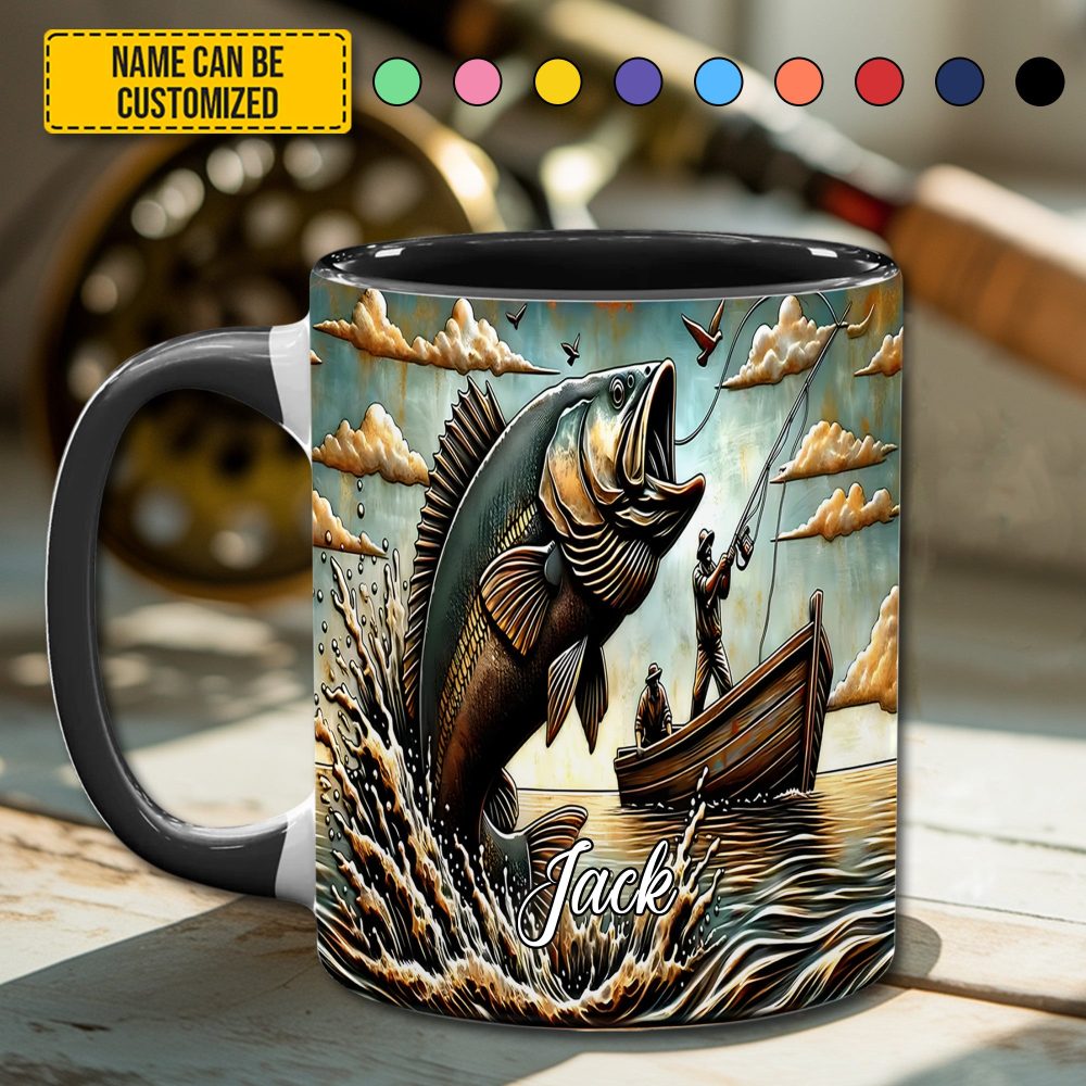 Love Fishing - Personalized Fishing Accent Mug - Image 2