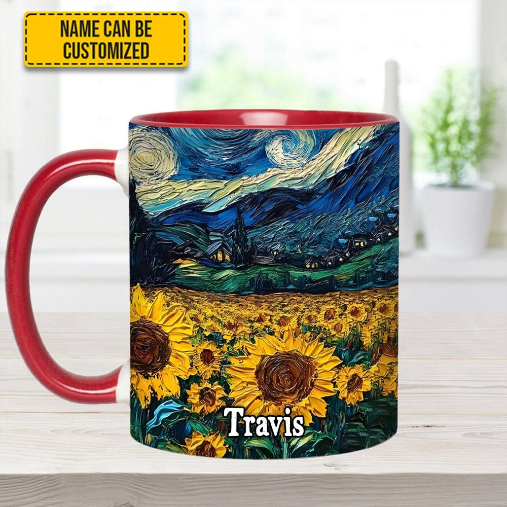 Starry Sunflowers – Personalized Accent Mug - Image 7
