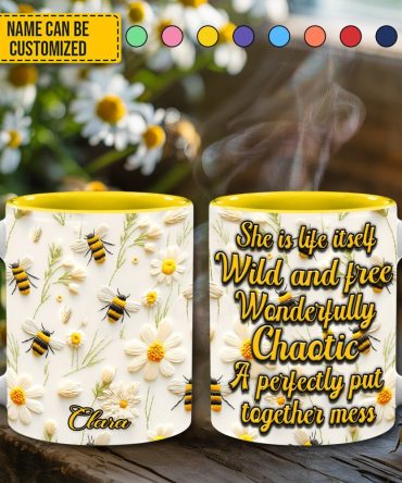 She Is Life Itself  - Personalized Bee Accent Mug