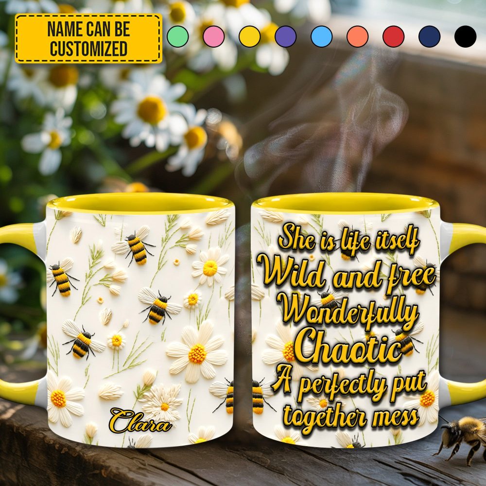 She Is Life Itself - Personalized Bee Accent Mug