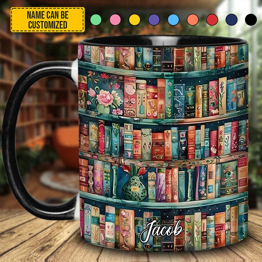 Personalized Bookshelf Mug – Cozy Library Lover’S Dream - Image 3