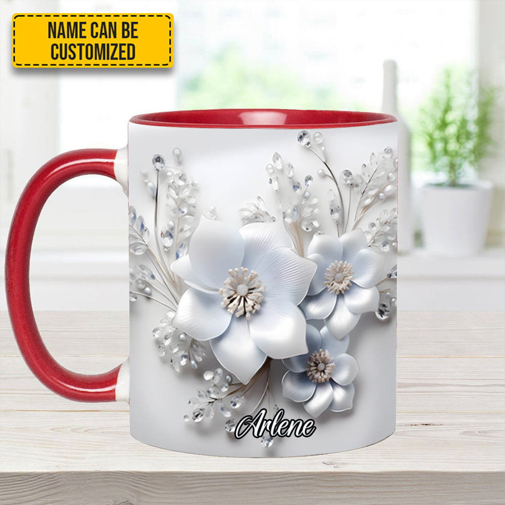 White Flowers - Personalized Flower Accent Mug - Image 6