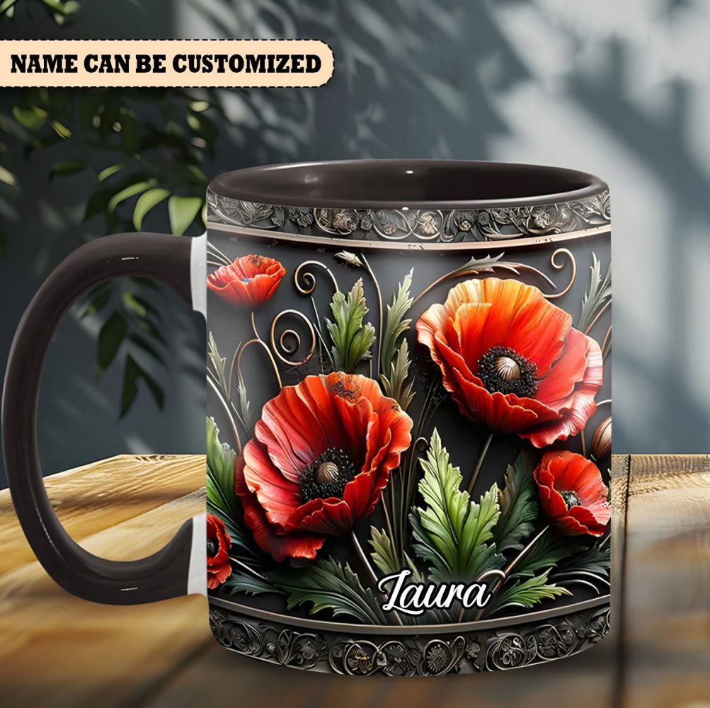 Personalized Vintage Flowers Accent Mug - Image 3