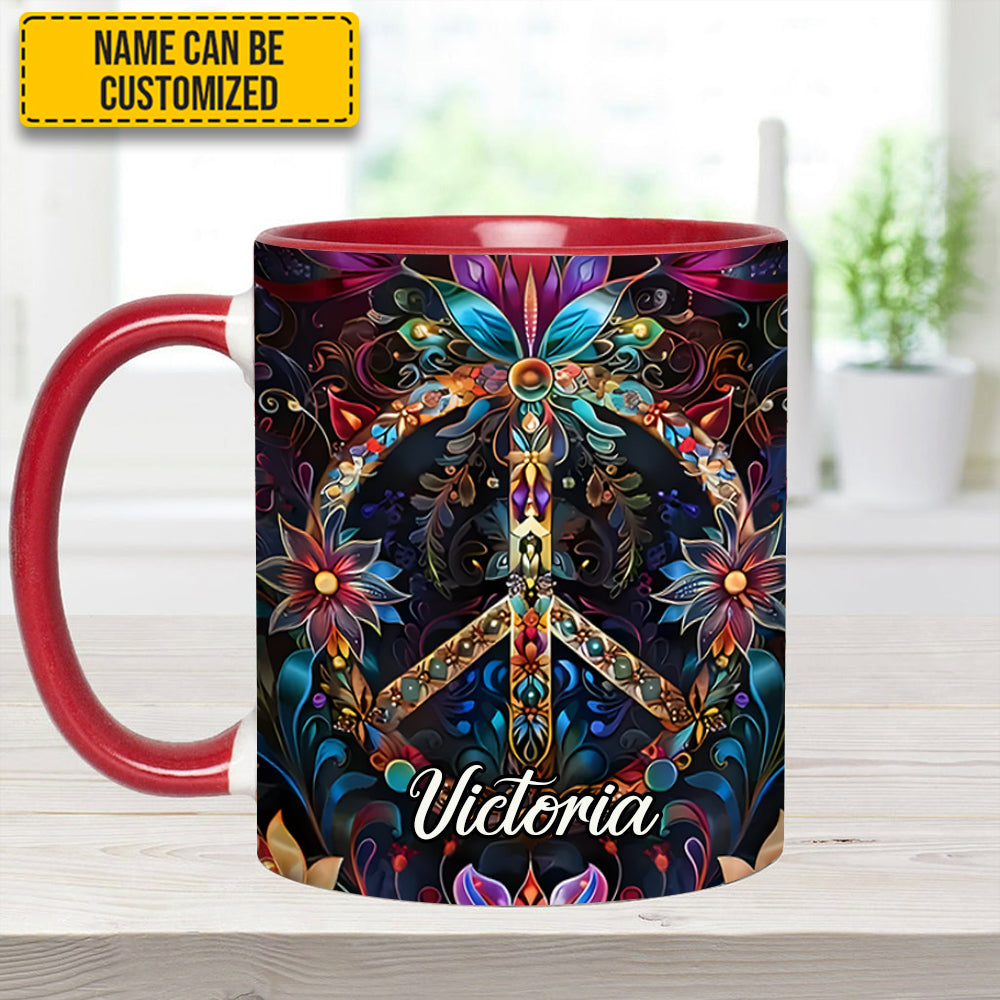Peace & Love Symbol – Personalized Hippie Accent Mug - Image 6