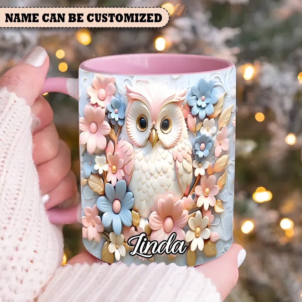 Owl Accent Mug - Personalized Accent Mug - Image 5