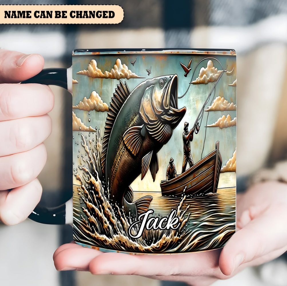 Love Fishing - Personalized Fishing Accent Mug - Image 5