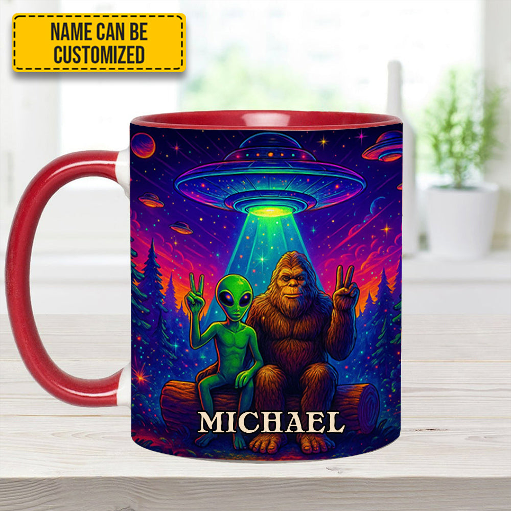 Intergalactic Buddies – Personalized Bigfoot & Alien Accent Mug - Image 7