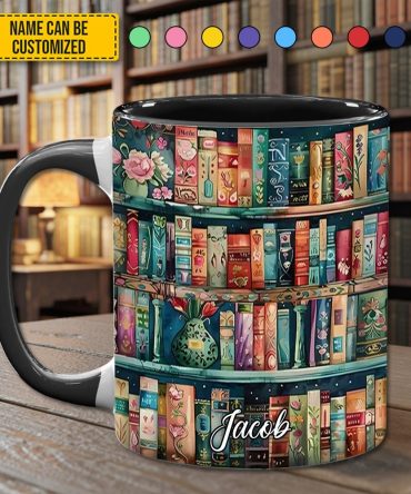 Personalized Bookshelf Mug – Cozy Library Lover’S Dream