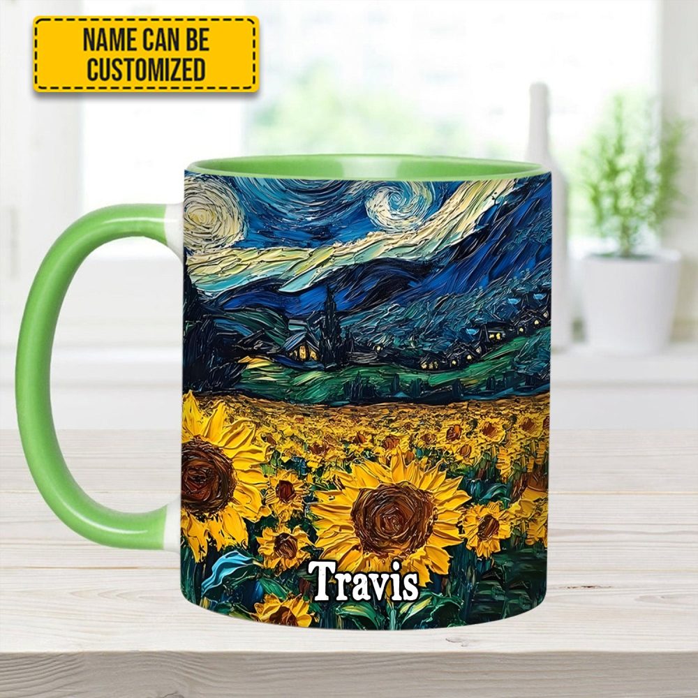 Starry Sunflowers – Personalized Accent Mug - Image 8