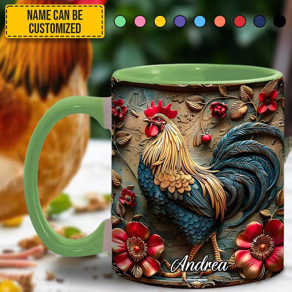 Vintage Rooster – Personalized Chicken Accent Mug - Image 3