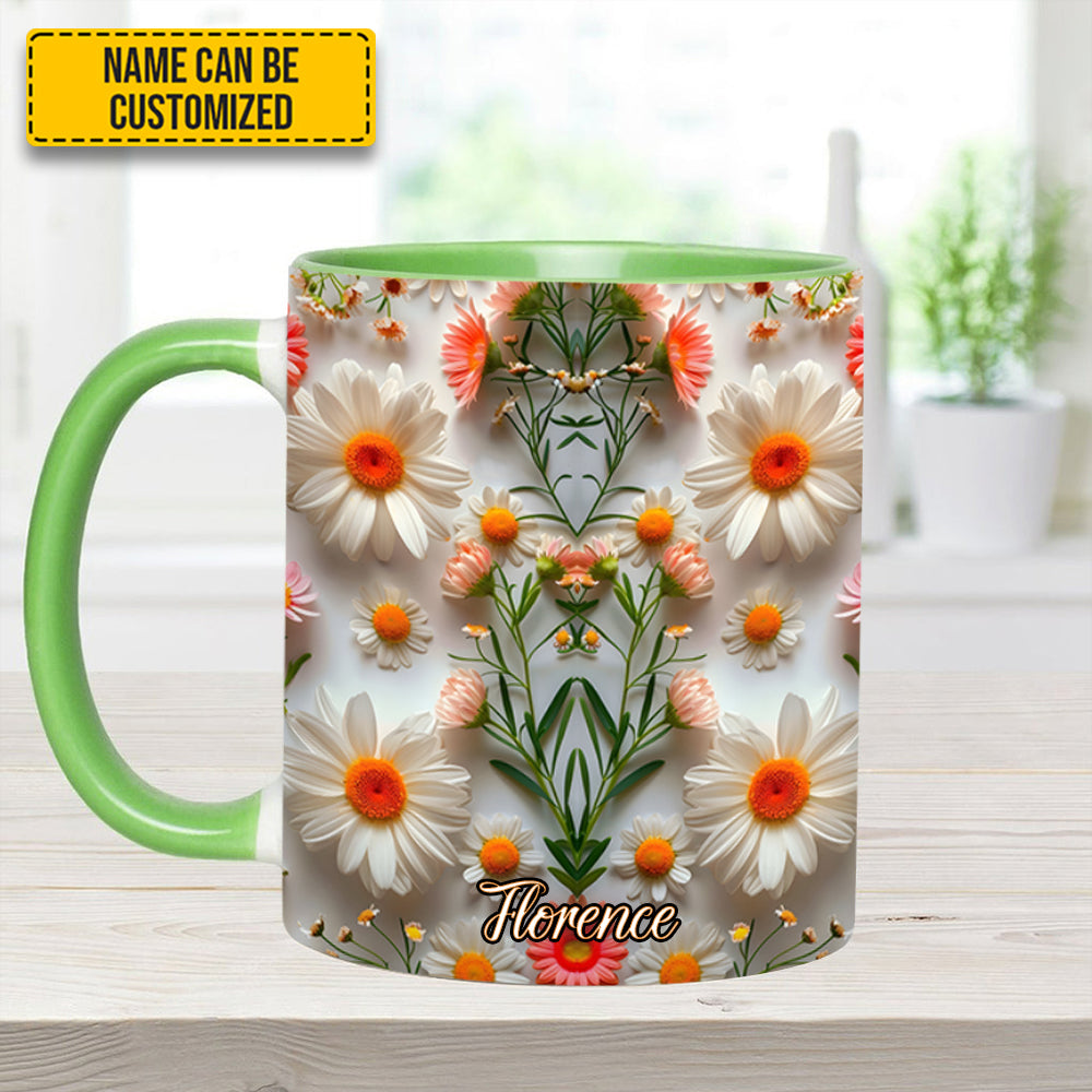 Daisy Flower Accent Mug - Personalized Accent Mug - Image 6