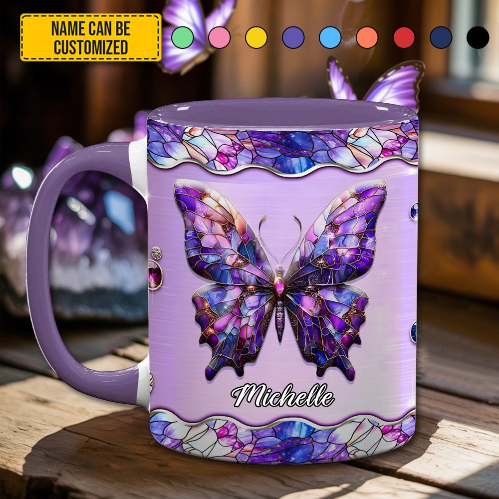 Sparkle Butterfly - Personalized Accent Mug - Image 4