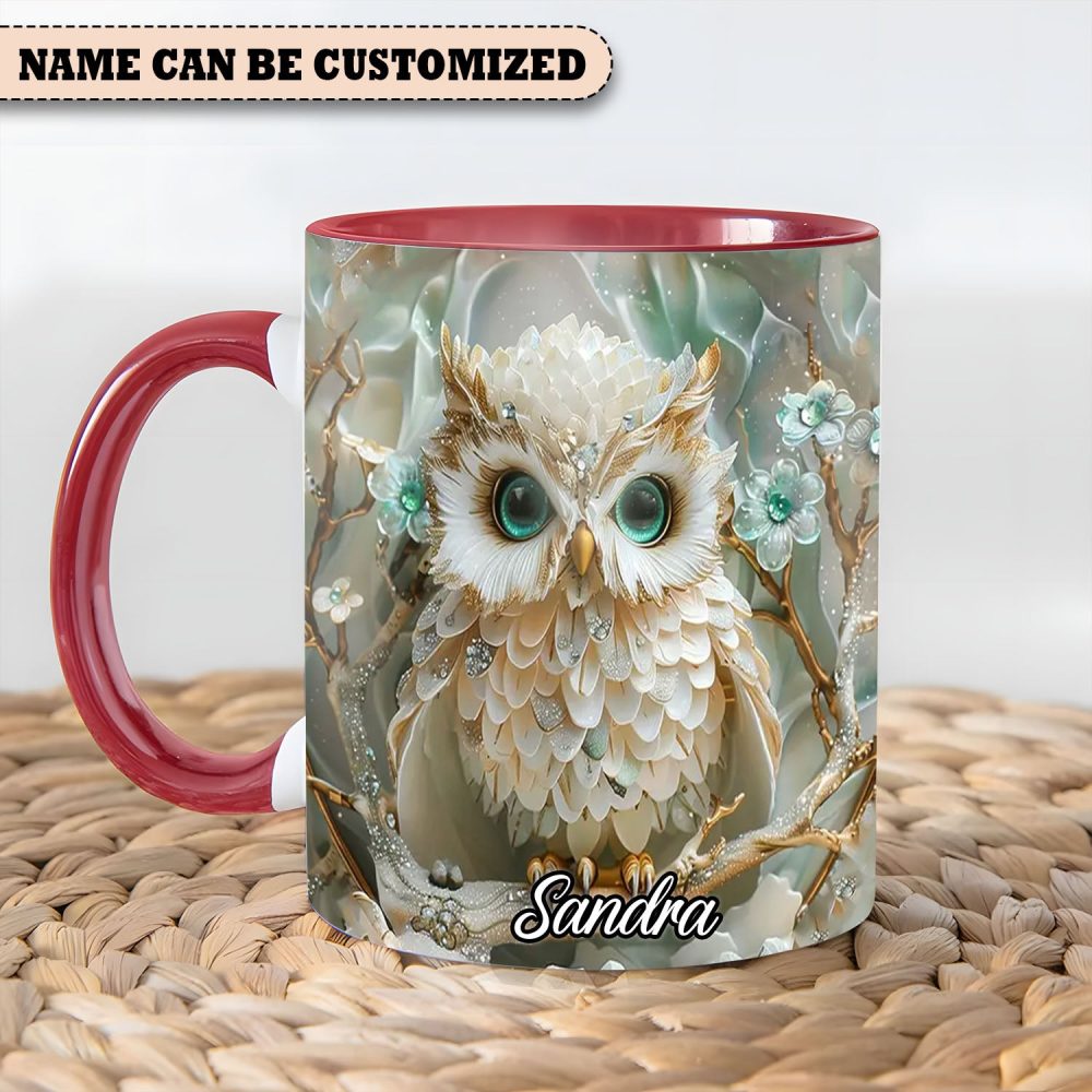 Beautiful Owl - Personalized Accent Mug - Image 4