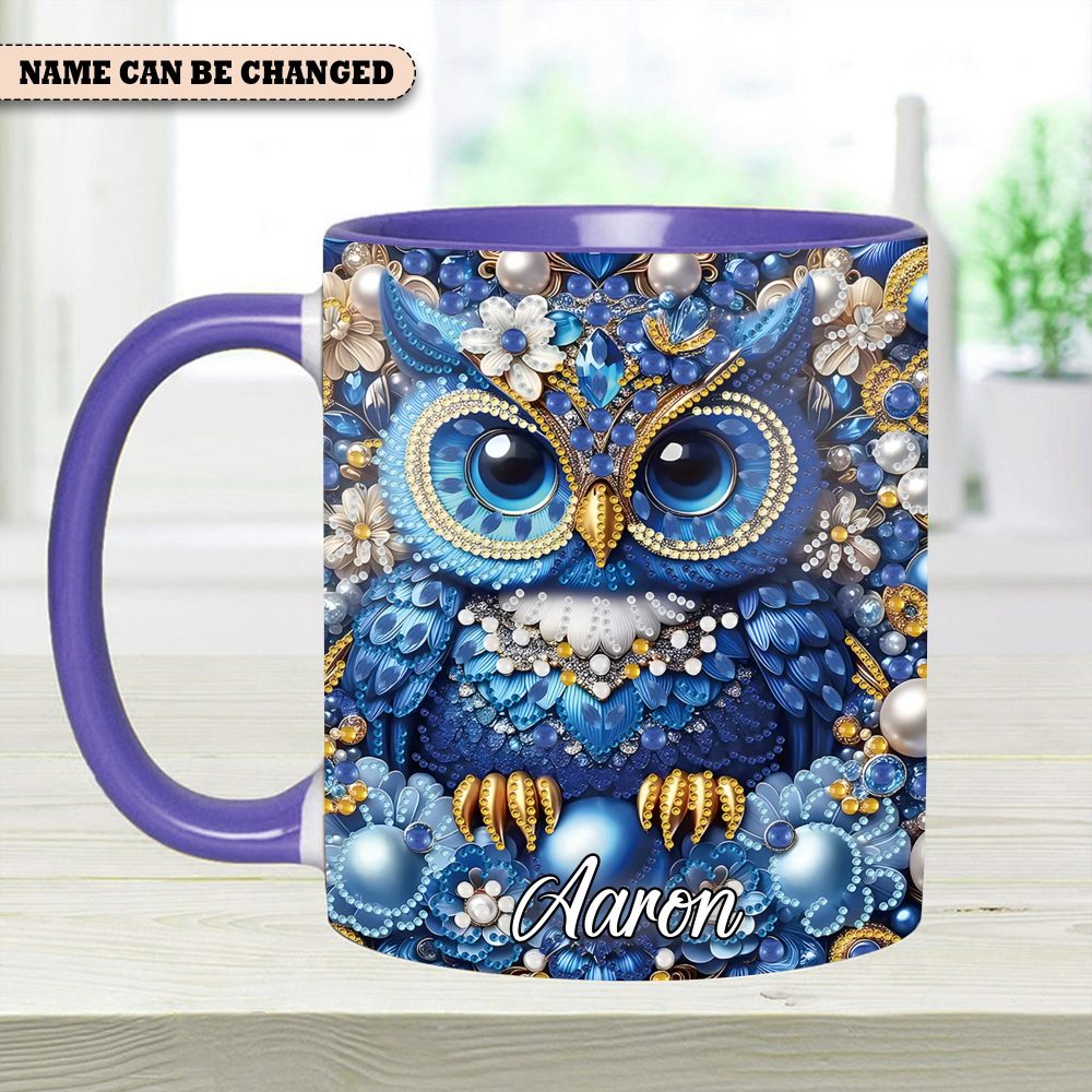 Sparkle Owl - Personalized Owl Accent Mug - Image 5