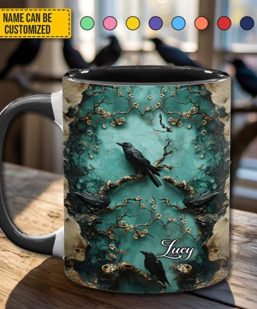 Mystic Blossom - Personalized Raven Accent Mug