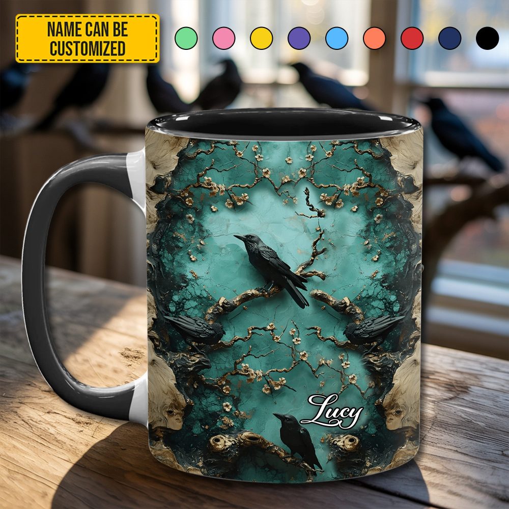 Mystic Blossom - Personalized Raven Accent Mug
