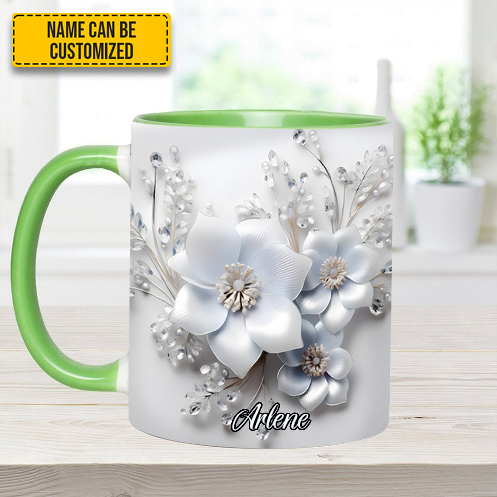 White Flowers - Personalized Flower Accent Mug - Image 7