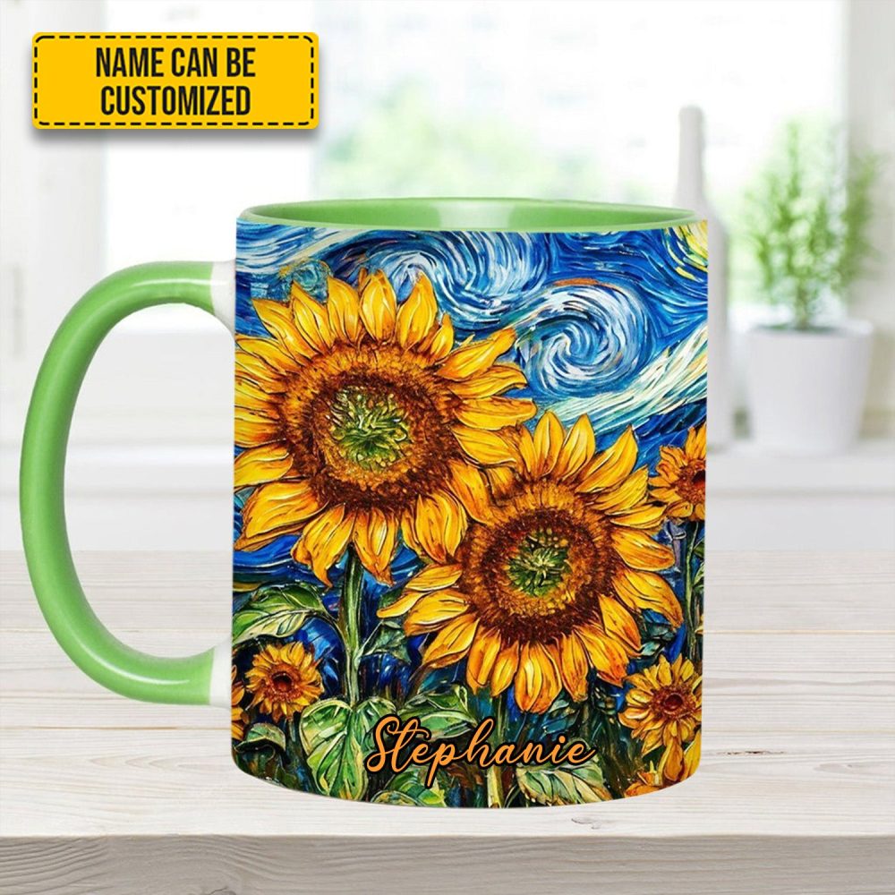 Starry Bloom – Personalized Sunflower Accent Mug - Image 7