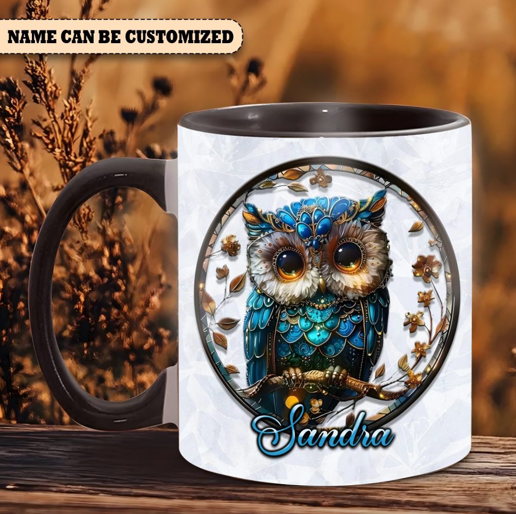 Personalized Beautiful Owl Accent Mug - Image 2