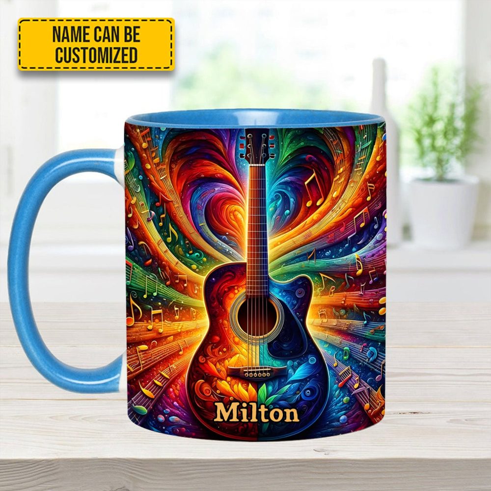 Personalized Colorful Guitar Music - Accent Mug - Image 8