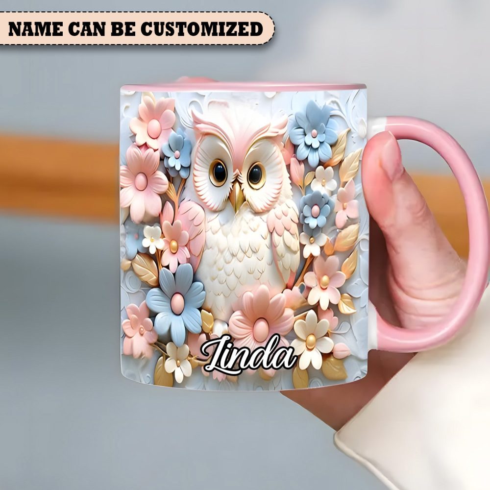 Owl Accent Mug - Personalized Accent Mug - Image 6