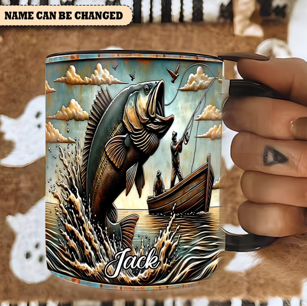 Love Fishing - Personalized Fishing Accent Mug - Image 4