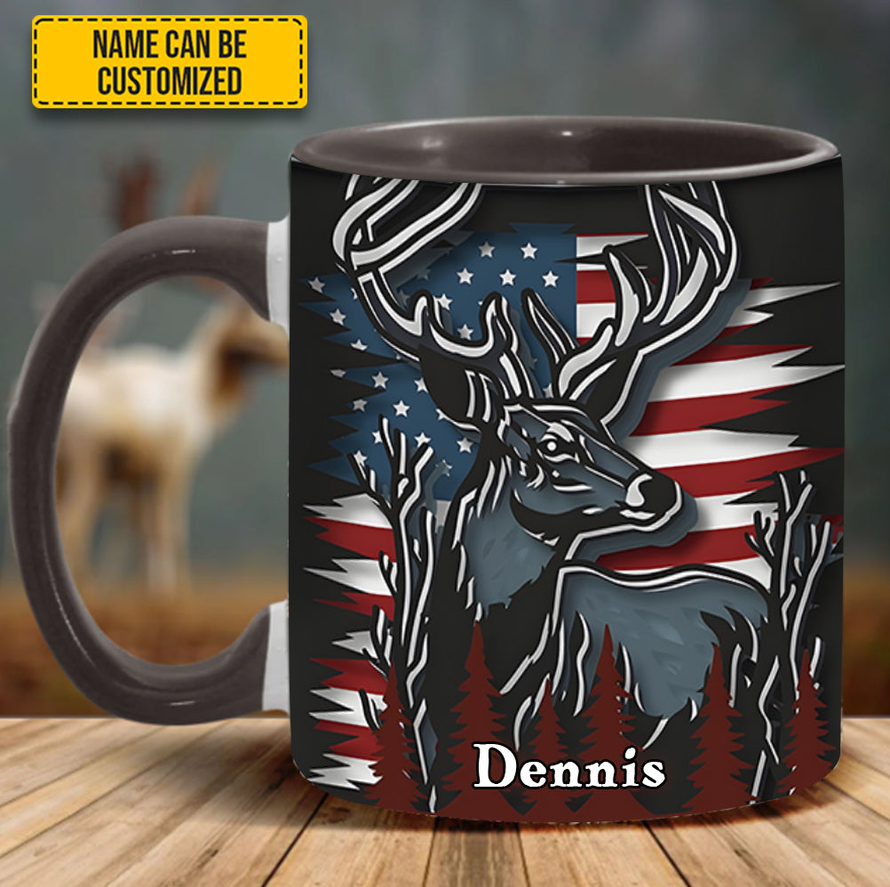 Deer Usa Flag - Personalized Hunting Accent Mug - Image 4