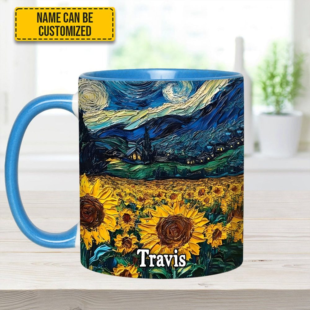 Starry Sunflowers – Personalized Accent Mug - Image 9