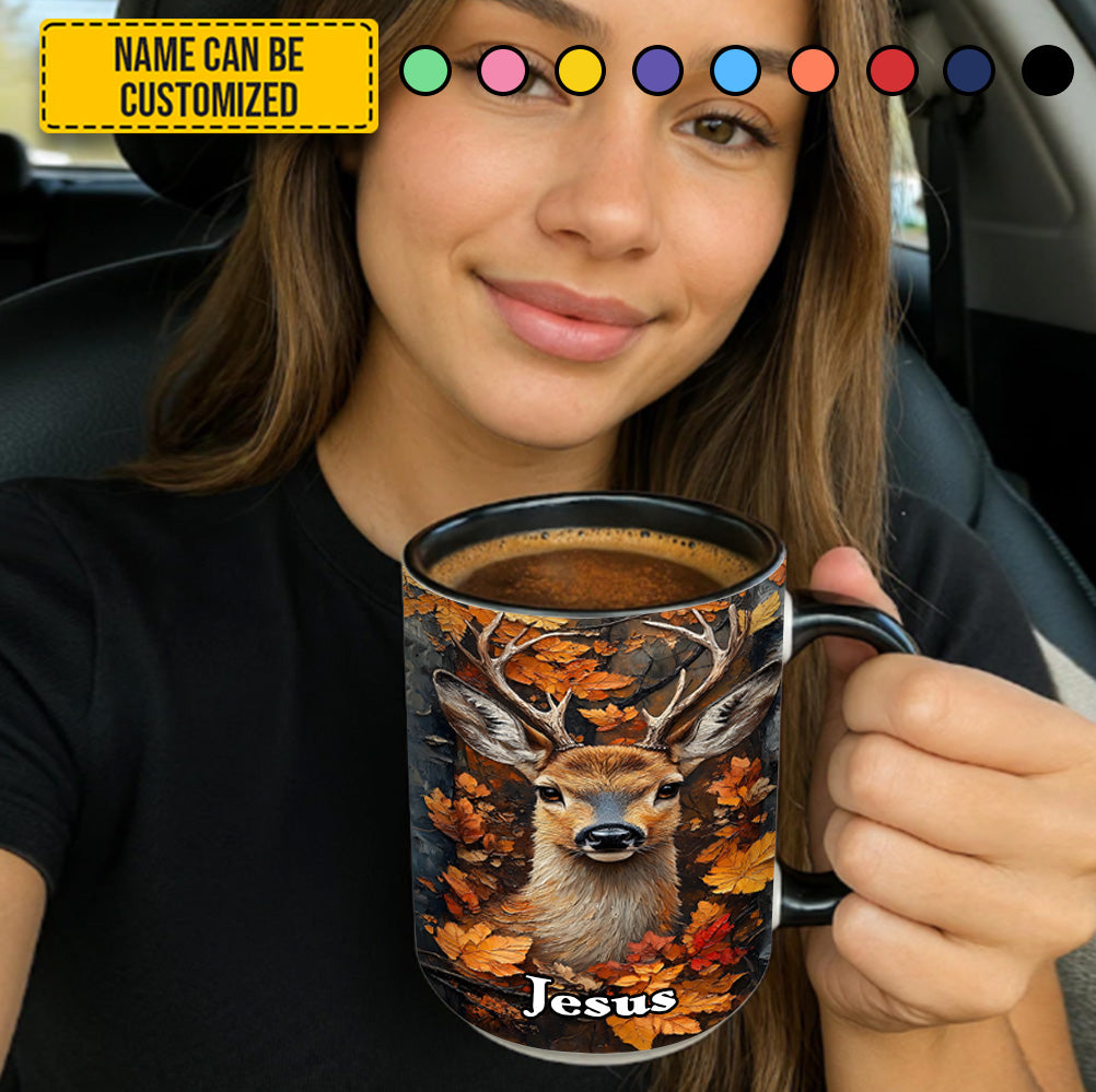 Autumn Stag – Personalized Deer Accent Mug - Image 3