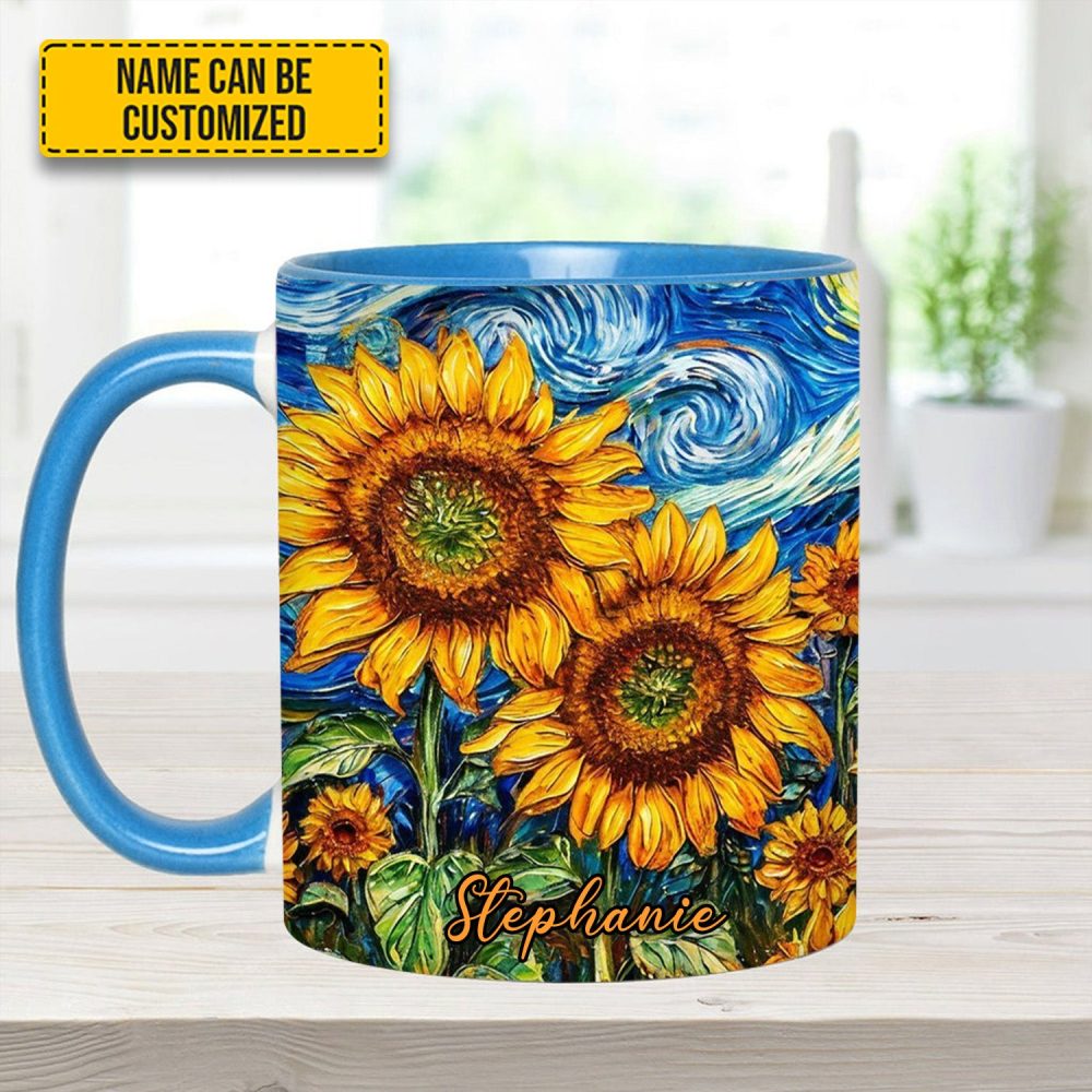 Starry Bloom – Personalized Sunflower Accent Mug - Image 4