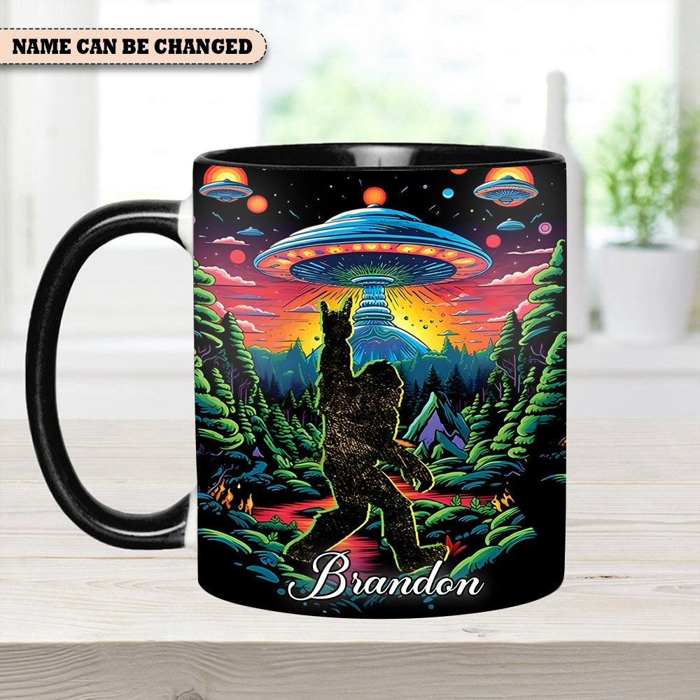 Cosmic Squatch – Personalized Ufo Bigfoot Accent Mug - Image 4