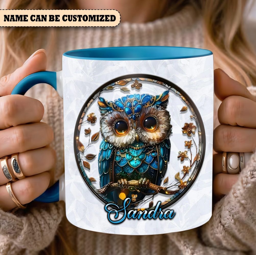 Personalized Beautiful Owl Accent Mug - Image 3