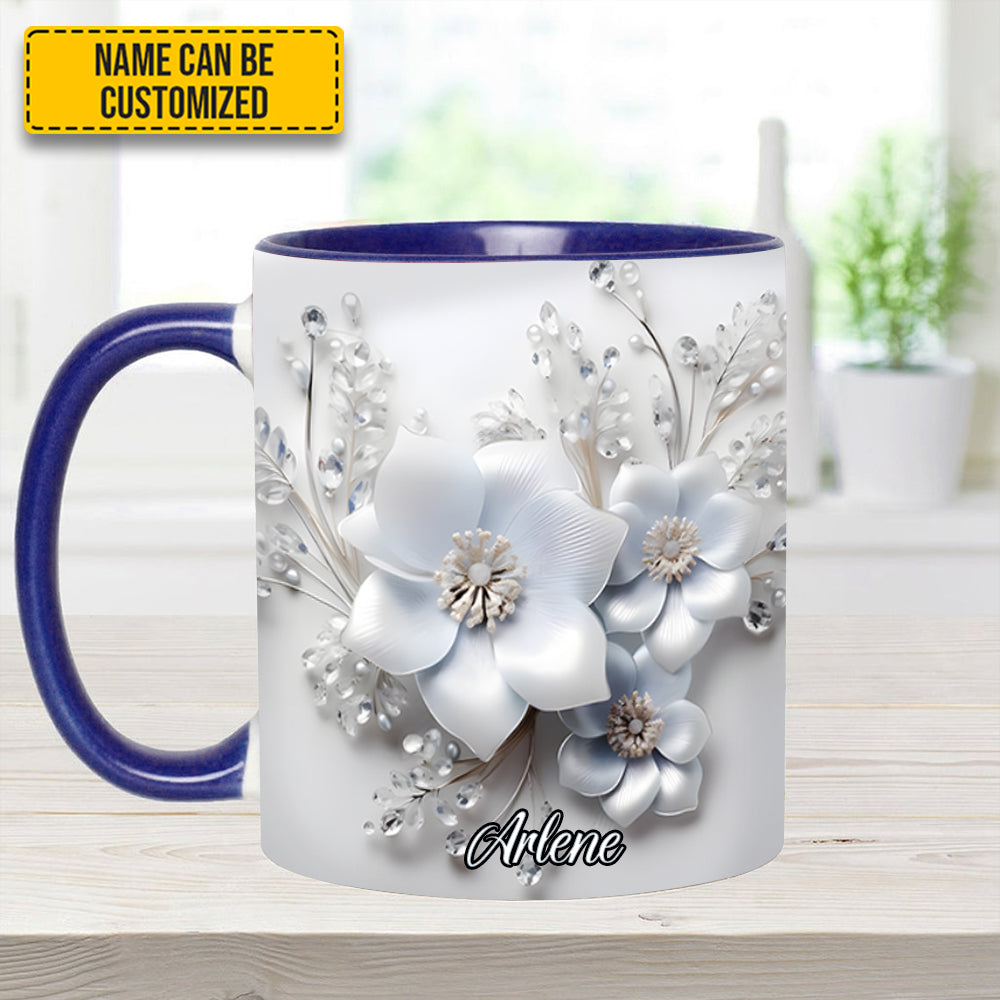 White Flowers - Personalized Flower Accent Mug - Image 9