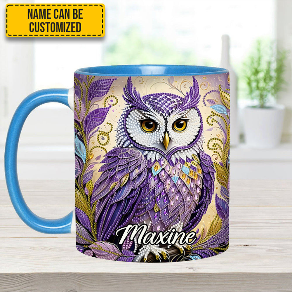 Whimsical Owl Diamond - Personalized Owl Accent Mug - Image 7