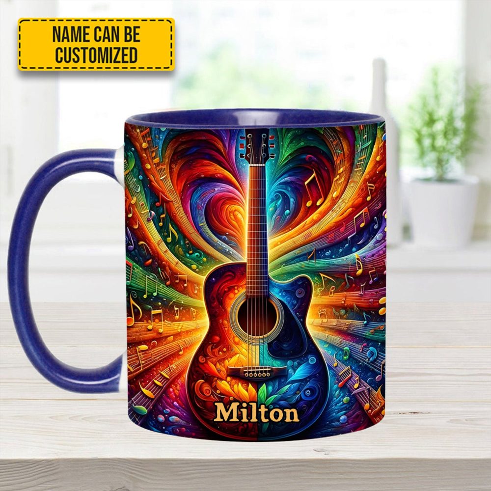 Personalized Colorful Guitar Music - Accent Mug - Image 9