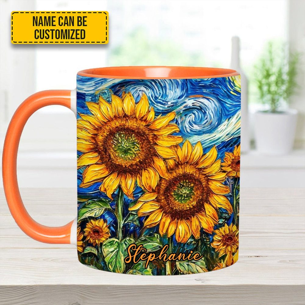 Starry Bloom – Personalized Sunflower Accent Mug - Image 6