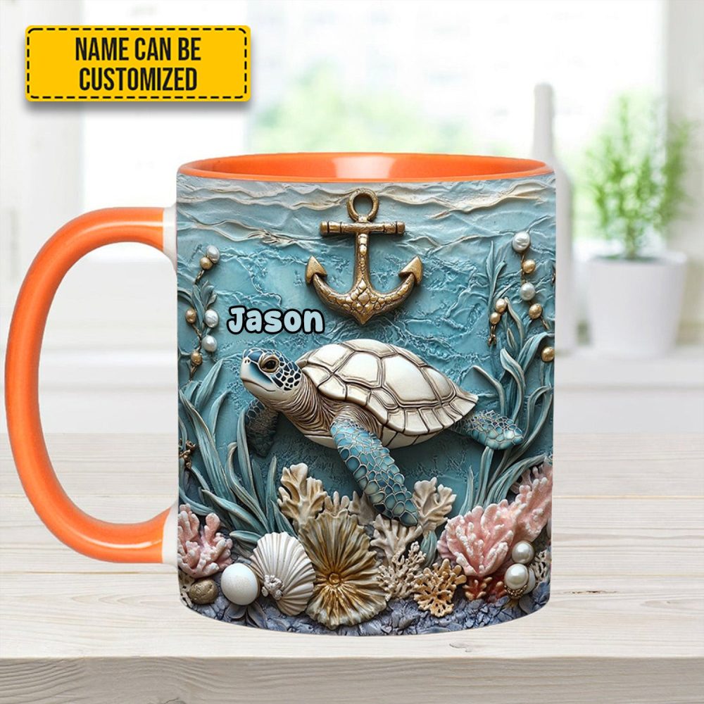 Personalized Beautiful Sea Turtle Accent Mug - Image 10