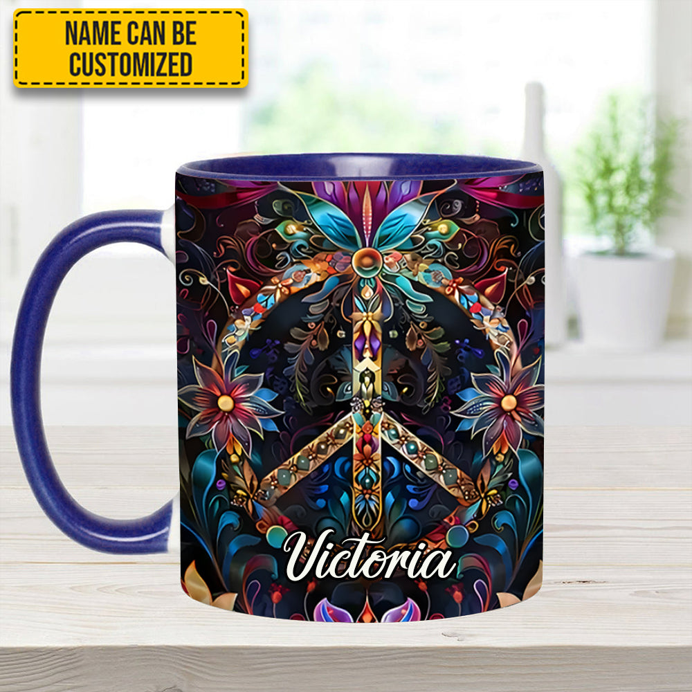 Peace & Love Symbol – Personalized Hippie Accent Mug - Image 9